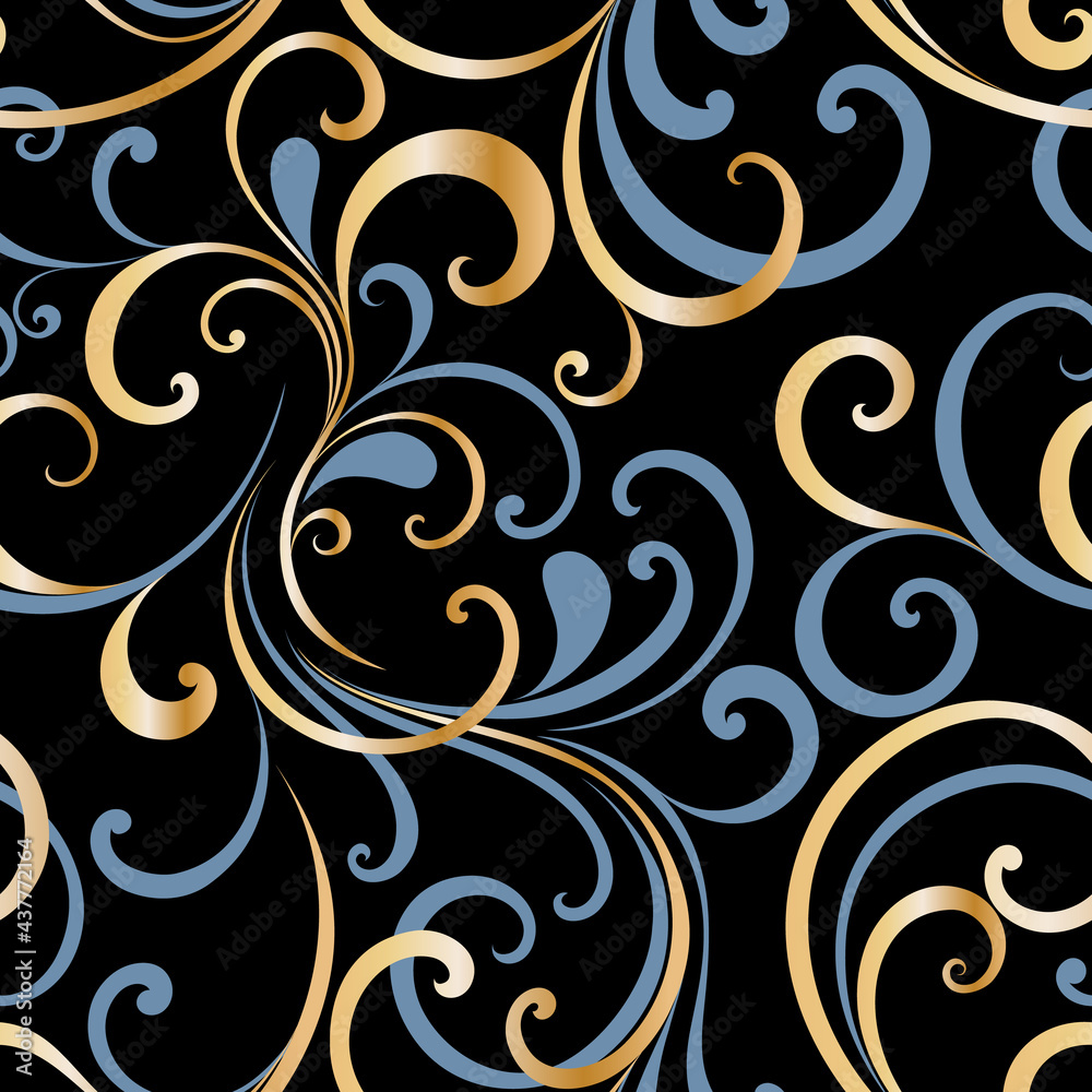 Seamless
blue gold abstract floral background. Seamless
blue gold abstract floral background.