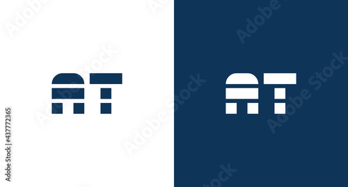 A & T logo template vector