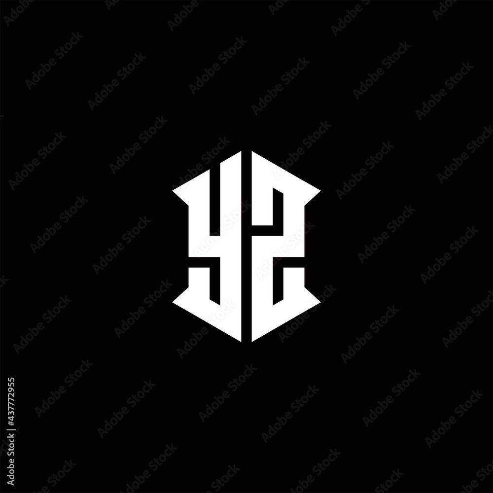 YZ Logo monogram with shield shape designs template YZ Logo monogram with shield shape designs template