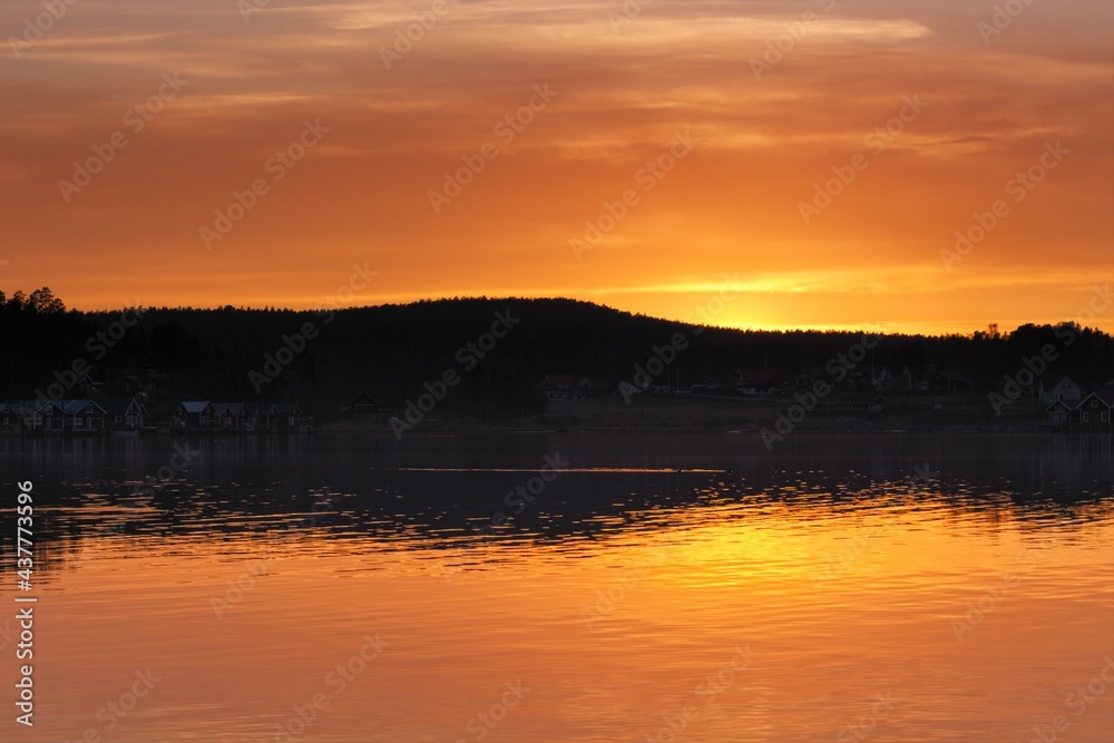 Sunset over the bay in Norrfällsviken