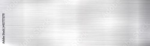 Metal background. Long steel texture. Realistic silver material with shine. Stainless backdrop with light effect. Metal sheet design. Vector illustration