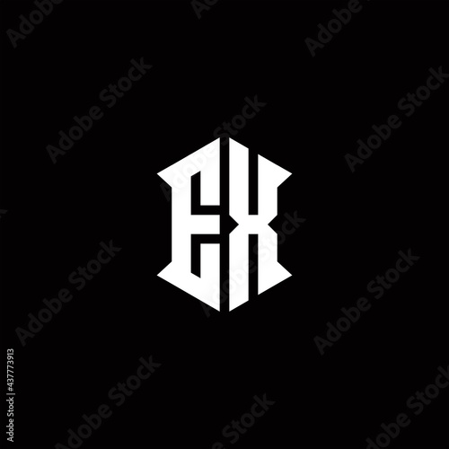 EX Logo monogram with shield shape designs template