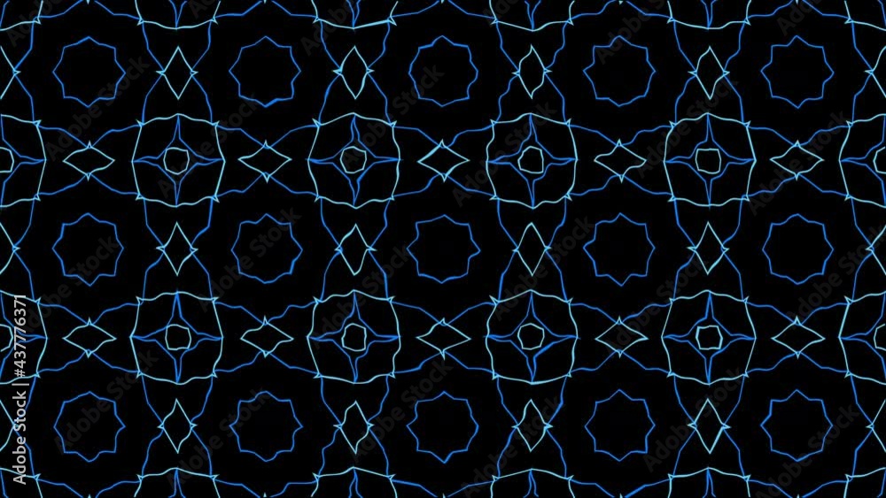 Blue thin line pattern in decorative animated mosaic. Seamless motion graphic background concept