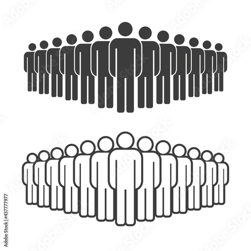 A group of men. Male crowd. Stick figure simple icons. Vector illustration
