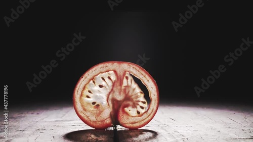 Beautiful detailed macro shot of backlit tomato