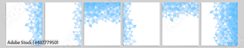Set of vector cover notebook design. Abstract blue minimal triangles halftone template design for notebook paper, copybook brochures, book, magazine. Planner and diary cover for print
