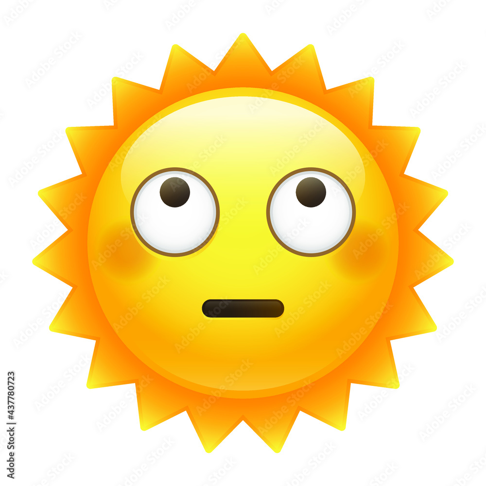Happy Sun Emoji. Summer Vacations Icon Symbol. Illustration Face Vector Design Art.