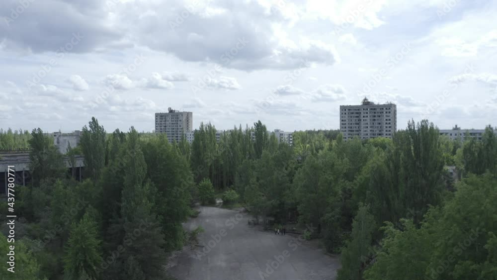 City of Pripyat. Chernobyl. Summer. Drone video. City of Pripyat. Chernobyl. Summer. Drone video.