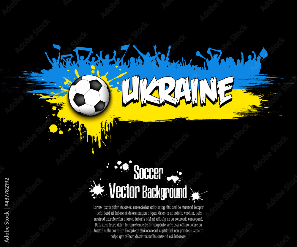 Flag of Ukraine and soccer fans
