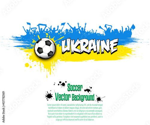 Flag of Ukraine and soccer fans