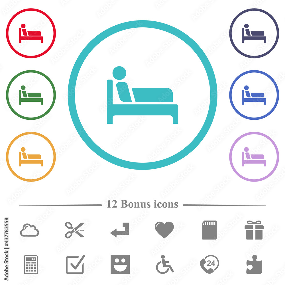 Inpatient flat color icons in circle shape outlines Inpatient flat color icons in circle shape outlines