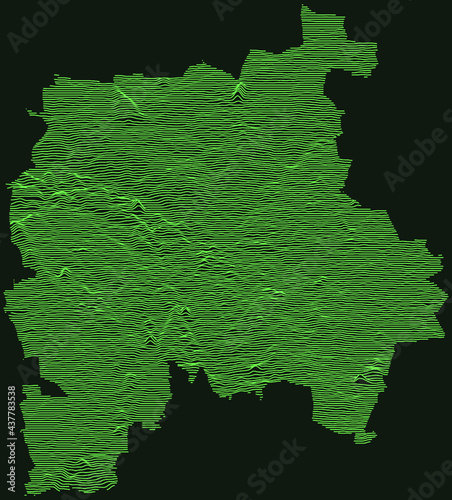 Topographic military radar tactical map of Leipzig, Germany with emerald green contour lines on dark green background