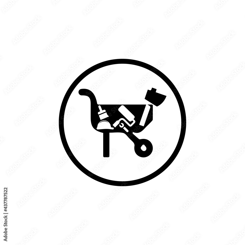 creative construction icon in circle creative construction icon in circle