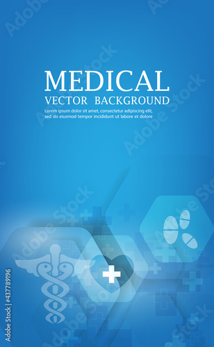 Vector blue medical wallpaper.Geometric medical background.