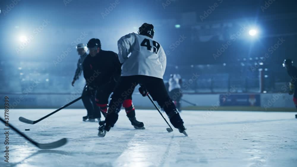 Ice Hockey Rink Arena Young Players Training, Learning Stick and Puck