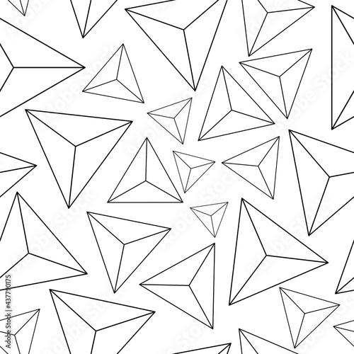 Pyramid Geometry Black and White Seamless Pattern