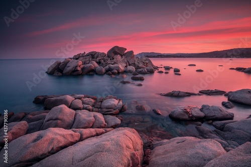 Fotografie Wonderful place in Corsica. Clear blue mediterranean sea.