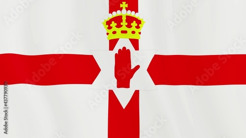 northern Ireland flag is waving 3D animation. northern Ireland flag waving in the wind. National flag of northern Ireland. flag seamless loop animation. high quality 4K resolution
