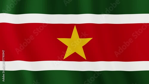 Suriname flag is waving 3D animation. Suriname flag waving in the wind. National flag of Suriname. flag seamless loop animation.