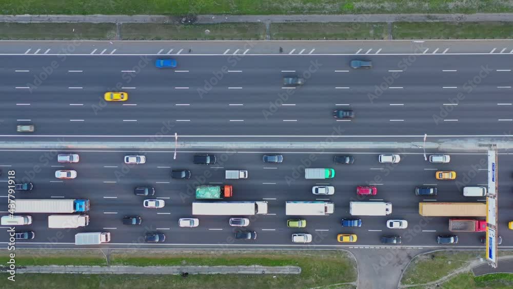 Large traffic jam on the motorway on a summer day. aerial view Large traffic jam on the motorway on a summer day. aerial view