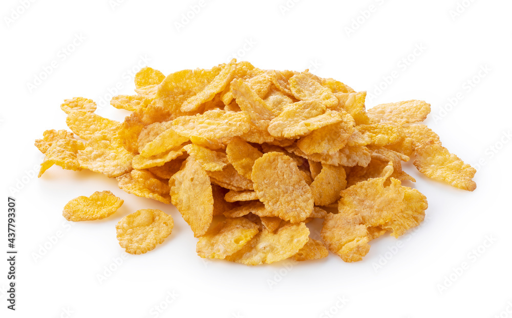 Cornflakes placed on a white background. Cornflakes placed on a white background.