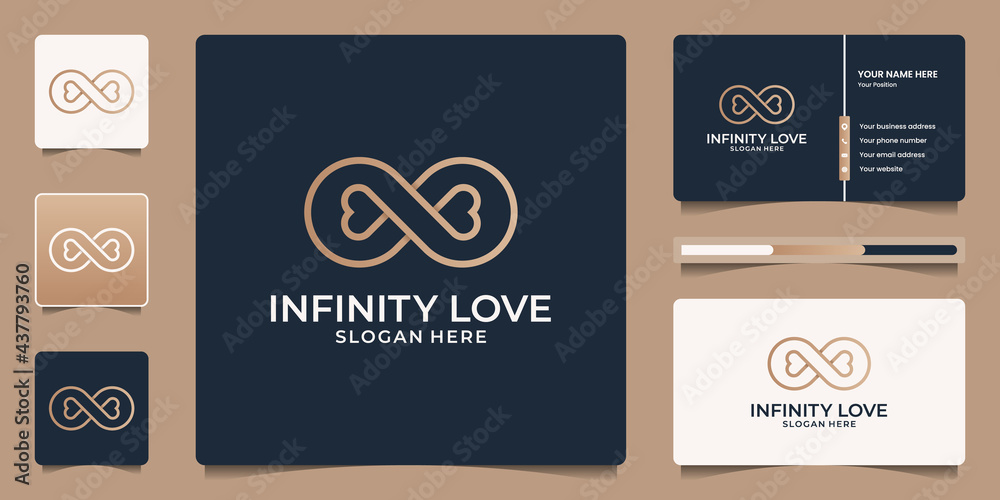 Naklejka premium Minimalist elegant infinity love luxury beauty salon, fashion, skin care, cosmetic, yoga and spa products. logo templates and business card design.