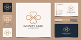 Minimalist Heart logo design with infinity symbol. Beauty icons cosmetics, make up, skin care and business card template.