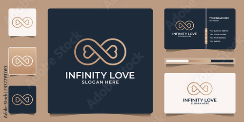 Minimalist elegant infinity love luxury beauty salon, fashion, skin care, cosmetic, yoga and spa products. logo templates and business card design.