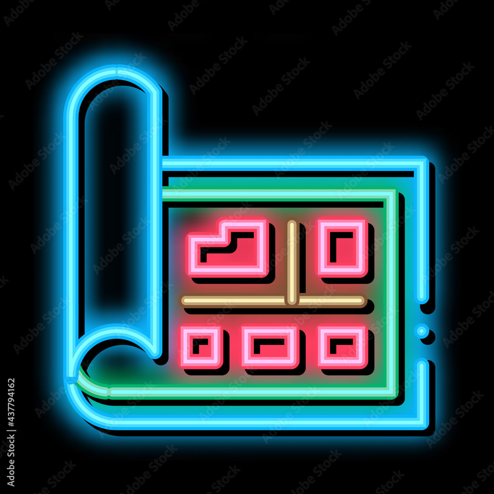 Map Street Plan Cartography neon light sign vector. Glowing bright icon Map With Buildings Location And Avenue, Geography Object sign. transparent symbol illustration