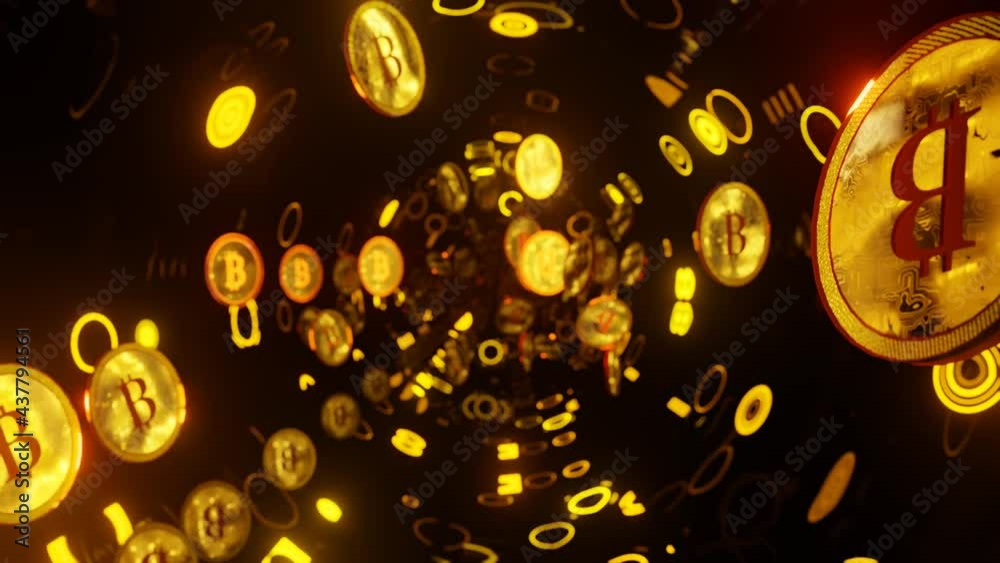 Bitcoin blockchain crypto currency digital encryption, Digital money exchange, Technology global network connections concept., 4K Looping Video