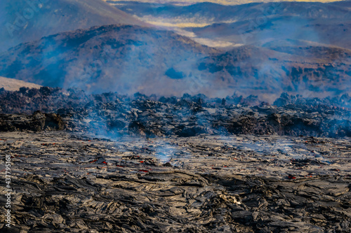 Iceland Volcano Volcanic Eruption with lava at Fagradalsfjall, Reykjanes Peninsula