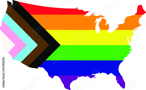 LGBTQIA+ Modern Lesbian Gay Pride Bisexual Transgender Queer Questioning Intersex Asexual Pansexual Non-Binary United States Rainbow Symbol Vector Graphic