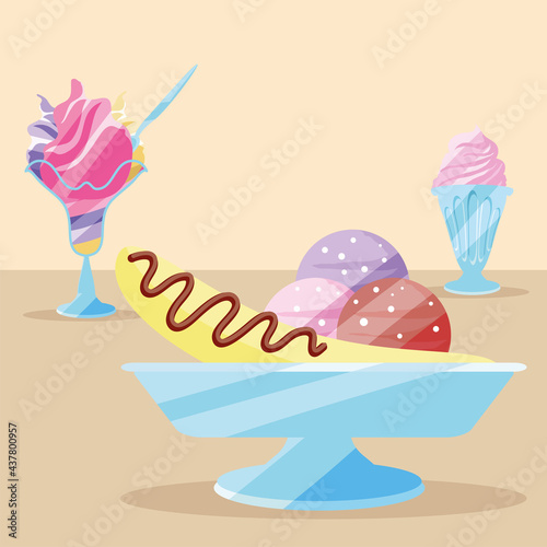 banana split ice creams