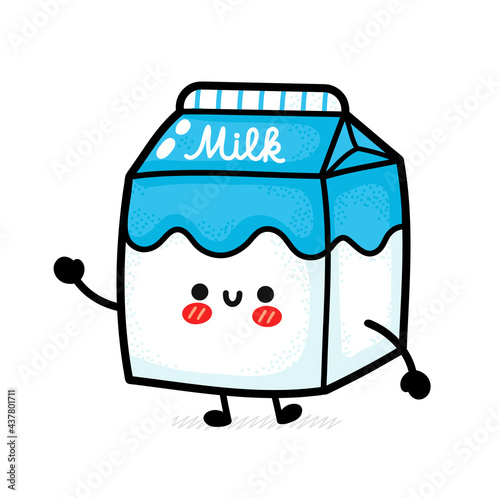 Cute funny milk box. Vector hand drawn cartoon kawaii character illustration icon. Isolated on white background. Milk dairy box doodle character concept