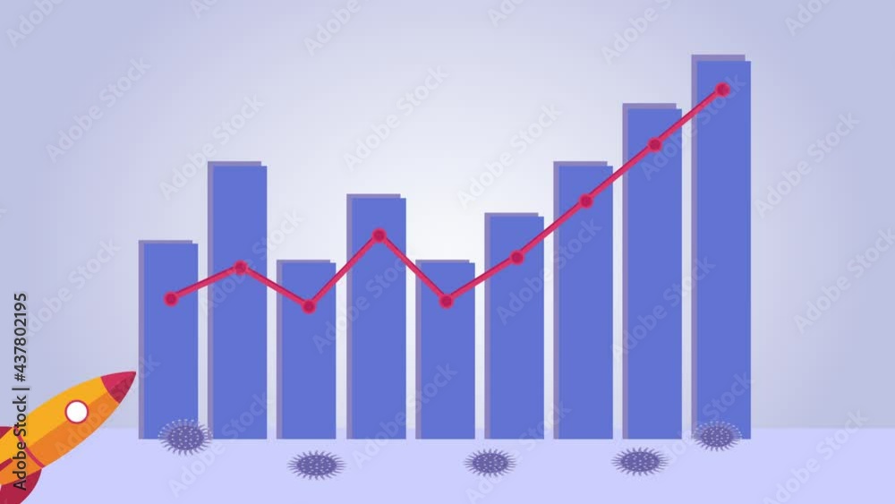 Startup rocket flying up with growth graph Startup rocket flying up with growth graph
