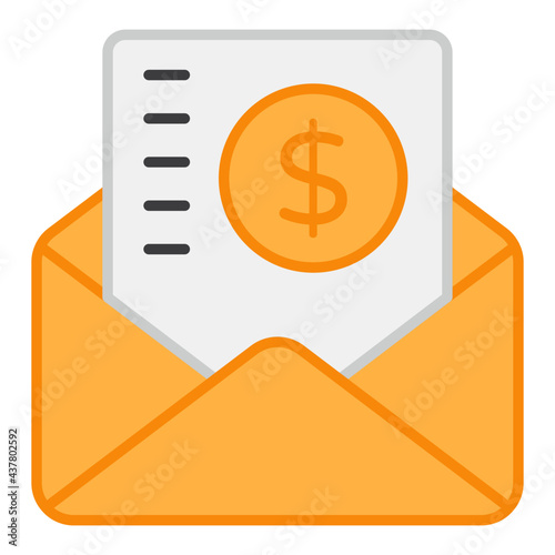 Aflat design, icon of financial mail photo