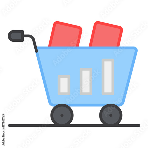 A flat design, icon of shopping cart