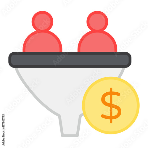 A flat design, icon of data funnel