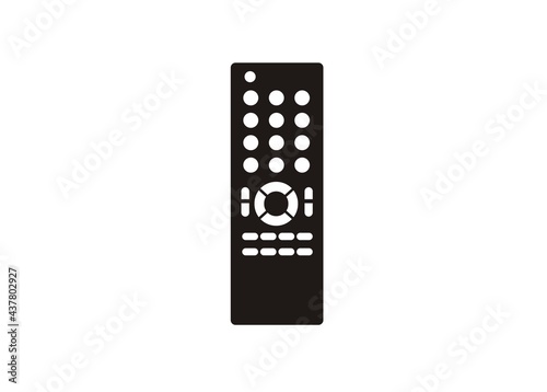 Television remote control simple illustration in black and white.