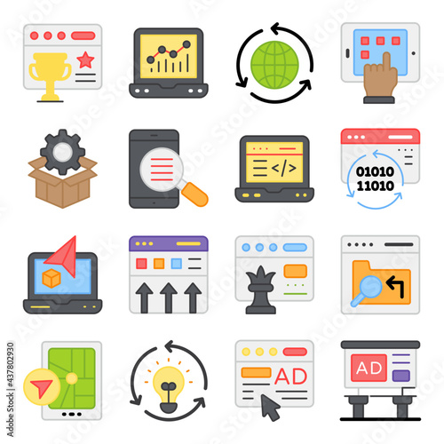 Pack of Web Coding Flat Icons
