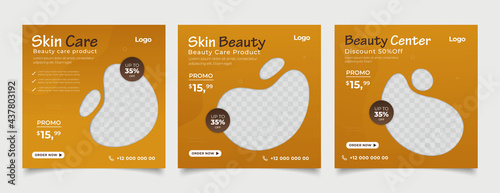 Beauty Center Makeup Social media post Banner Square Flyer Template Design