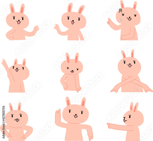Fototapeta Naklejka Na Ścianę i Meble -  rabbit that guides you by pointing your finger set