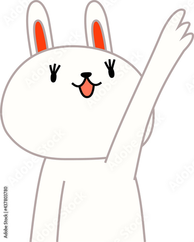 White rabbit that guides you by pointing your finger