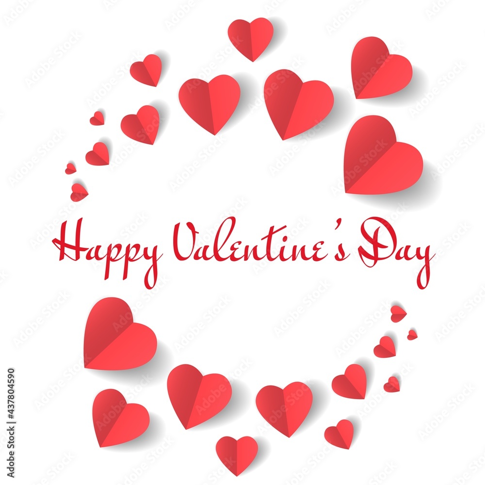 Valentines day paper hearts design