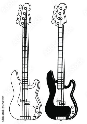 Electric bass guitar Vector Illustration