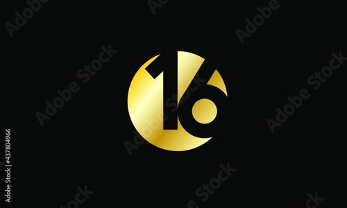 16 Circle Gold Negative Space Number