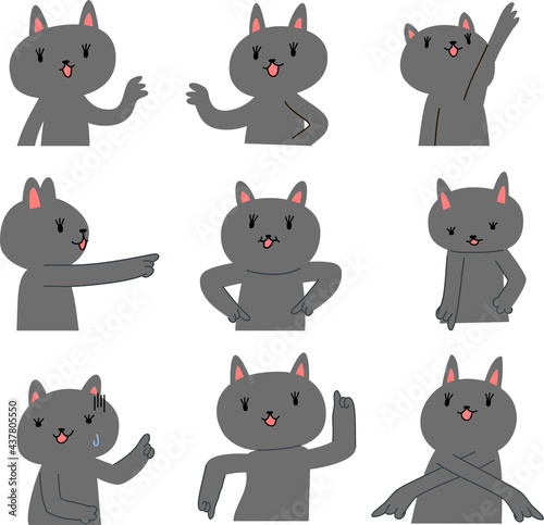 black cat that guides you by pointing your finger set