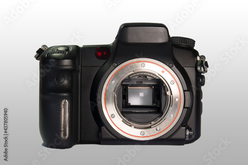 Digital SLR camera showing lens mount and reflex mirror