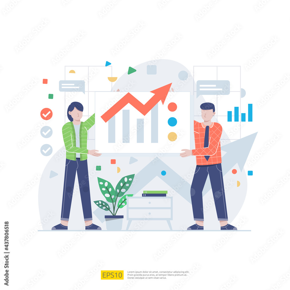 Startup employees teamwork. men and women scenes at office working and make some planning. Business concept illustration of brainstorming, meeting, negotiation, talking to each other Startup employees teamwork. men and women scenes at office working and make some planning. Business concept illustration of brainstorming, meeting, negotiation, talking to each other