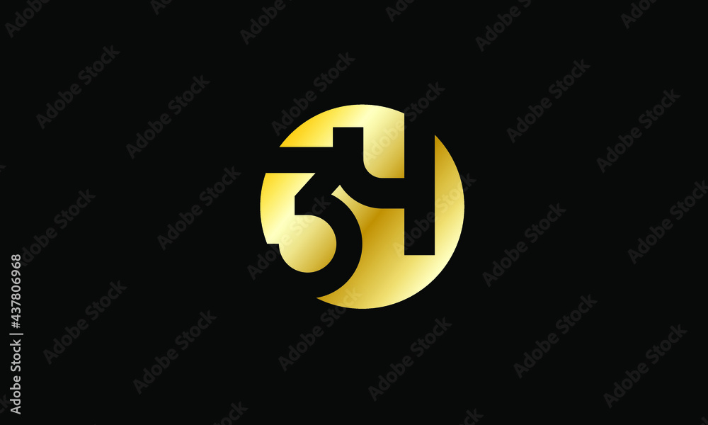 34 Circle Gold Negative Space Number 34 Circle Gold Negative Space Number